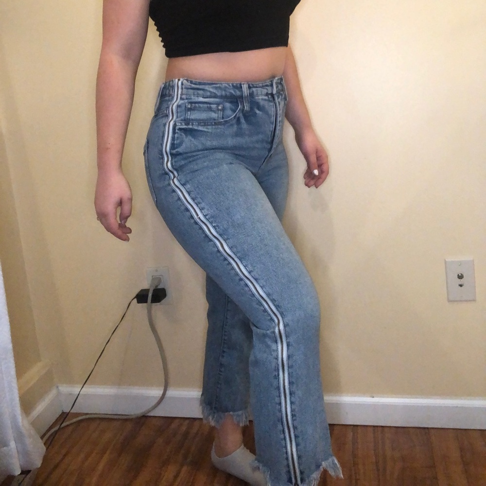 Zipper Leg Flare Jeans